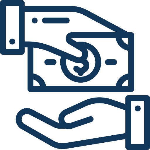 Ícone do depósito ou transferência de dinheiro da PRECAJUD para clientes que querem vender ou comprar precatório.